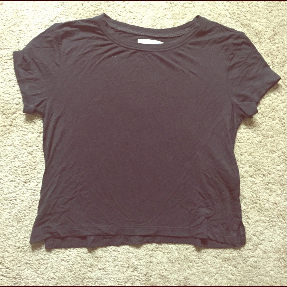 American Eagle Short Sleeve Black Crop Top